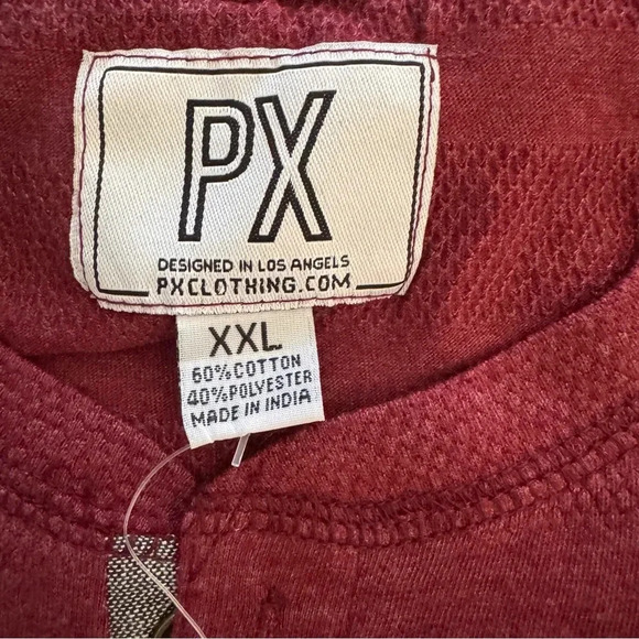 PX Clothing Mens Henley Blue Long Sleeve Shirt Textured Top Tee Buttons XXL NWT - Picture 6 of 9